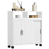 Yaheetech Badezimmerschrank Nischenschrank mit offener Ablage und Schiebetür Badrollwagen Badschrank Unterschrank für Bad Küche, 69,5 * 20 * 71,5 cm