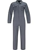 BWOLF ANAX Arbeitsoverall Herren Overall Herren Arbeitskleidung 100% Baumwolle Arbeitsoveralls mit 5 Taschen (Grau, XL)