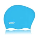 ipow Hochwertige Silikon Badekappe Bademütze Badehaube für Lange Haare gesund und warm Swim Cap (Himmelblau)