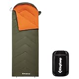 KingCamp Schlafsack, warm und leicht, Innen- und Außendesign, komplett entfaltbar, wasserabweisend und langlebig, Schlafsack Outdoor Camping, (Grün L Zip, 220×75cm)