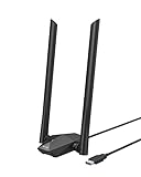 BrosTrend AX1800 High Gain WLAN Stick für PC, WiFi 6 Stick hohe Reichweite, DualBand 1201Mbit/s 5GHz + 574Mbit/s 2.4GHz, USB WLAN Adapter Langstrecken mit Zwei 5dBi-Antennen, NUR für Windows 10/11