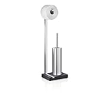 blomus -MENOTO- Stand WC-Garnitur aus mattiertem Edelstahl, freistehender Toilettenbutler, platzsparende Konstruktion in exklusiver Optik, Badaccessoire (H / B / T: 65 x 15 x 20 cm, Edelstahl, 68819)