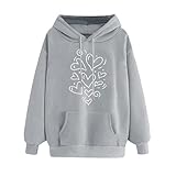 HOOUDO Tagesangebote Heute Sale Damen Kapuzenpullover Mit Taschen Und Kordelzug Mit Einem Herzförmigen Gedruckten Lockeren Lässigen Langarmpullover Faserpelzjacke Damen Meine Bestellungen Anzeigen