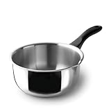 Lacor - 31314 - Garinox Gerader Topf mit Ausgießer, Edelstahl, Ausgießer, ergonomischer Bakelitgriff, 1 Liter, Induktionsgeeignet, nicht backofenfest, spülmaschinenfest, Ø14cm