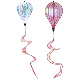 ZYKEJJDDAK Heißluftballon-Windspiel, Windräder, rotierende Pailletten, Windmühle, Ornament für Haus, Garten