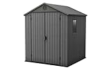 Keter Gerätehaus Darwin 6x6, Grau, Außenmaße 190x183x221cm, wartungsfrei, wetterfest, wasserdicht, mit Unterboden