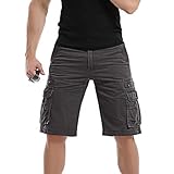 TTFDJG Kurze Hosen Herren Cargo Shorts Sommer Freizeithose Kurz Wandershorts Outdoor Cargoshorts Stretch Outdoorhose Trekking Shorts Arbeitshosen Männer Streetwear Sommerhose Leicht Cargo Pants Men
