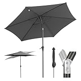 Sekey Sonnenschirm 270cm mit UV50+ Schutz, Wasserabweisend Gartenschirm mit Kurbelbedienung – Ideal für Garten, Balkon & Terrasse
