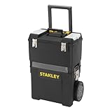 STANLEY Rollende Werkstatt (47 x 30 x 63 cm, zwei separat verwendbare Werkzeugboxen, robuster Kunststoff, große Schwerlasträder, mit Metallschließen & Organizer im Deckel) 1-93-968