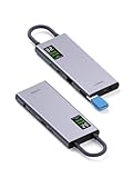 Hagibis USB C Hub mit LCD Display Typ C Dockingstation Multiport Adapter 4K @ 60Hz HDMI, 100W PD, Gigabit Ethernet, AUX, SD/Micro SD für MacBook Pro iPad Laptop (9in1)