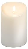 goobay LED Kerzen Echtwachskerze Weiß 10x15 cm Mit Timerfunktion 3D-Docht Batteriebetrieben Warmweiß, Teelicht für Stilvolle Deko, Sicher Und Elegante Beleuchtung 77776
