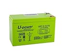 U-Power AGM Batterie 12V 7.2Ah, VRLA Bleiakku wartungsfrei, wiederaufladbar, Faston F2 (6,3 mm), für Alarmanlagen, USV/UPS, Sicherheit & Elektronik