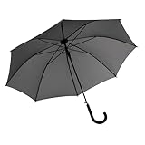 Idena 50111 - Stockschirm in Grau mit Durchmesser 100 cm, Regenschirm mit automatischer Öffnung und Soft-Touch Griff, Länge ca. 88 cm
