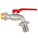 MegaHaustechnik Kugel Auslauf Wasser Hahn 3/4' Rohr-Zoll Außengewinde AG aus Messing, vernickelt mit Schlauch Verschraubung Tülle mit Außendurchmesser 20mm