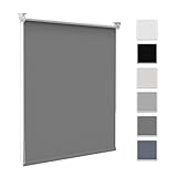 Zarnan Verdunkelungsrollo Klemmfix ohne Bohren B40 x H130cm Dunkelgrau Verdunklungsrollo Thermorollo Seitenzugrollo Klemmrollo für Fenster & Tür Sichtschutz Sonnenschutz innen Rollo