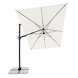 Derby Style Sonnenschirm - Ampelschirm 300 cm x 220 cm in Natur um 360° drehbar - Sonnenschirm groß mit Ständer - Pendelschirm wasserdicht für Garten & Terrasse - Kippbarer Gartenschirm