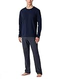 Schiesser Herren Schlafanzug lang - Nightwear Set, Blau_159633, 50