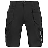 BWOLF Drift Kurze Arbeitshose Herren Arbeitshosen Männer Kurz Arbeitsshorts Arbeitshose Kurz Herren Ripstop Stoff mit vielen Taschen (DE/NL/SE/PL, Alphanumerisch, M, Regular, Regular, Schwarz)