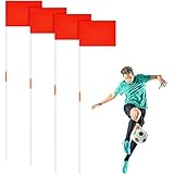 HunnmingRe Fußball-Eckflaggen, 170,2 cm, 4 Stück, mit Fußball-Agility-Stangen, 31 x 24 cm, Fußballfeld-Eckflaggen, Trainingsstöcke für Outdoor-Sport, Rugby, Feld, Hockey, Training, Übungsausrüstung