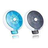 Kafeiya 2 Stück Deutsch Tablettenbox 7 Tage Klein,Rund Pillendose Medikamentenbox Klein Tablettenspender,Rotierende Pillendose,Aufbewahrung,Schwarz+Blau