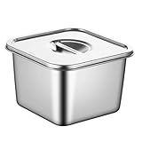 Homoyoyo Edelstahl Eiscremebehälter mit Deckel 18cm Auslaufsicher für Gefrierschrank und Reisen Frischeerhaltender Lebensmittelaufbewahrer für Hausgemachte Desserts