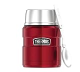 Thermos STAINLESS KING FOOD JAR 0,47l, cranberry red, Thermosbehälter aus Edelstahl mit Löffel, 6h heiß / 24h kalt, absolut dicht für Suppe, Müsli, Thermobehälter Essen, spülmaschinenfest