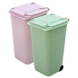 EPIGEIST 2 Stück Mini Desktop Mülleimer mit Deckel Kleiner Tischabfalleimer aus Robustem PP Geruchsneutraler Mini Schreibtischmüllbehälter und Multifunktionaler Stifthalter für Büro