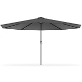 UISEBRT 350cm Sonnenschirm Alu mit Handkurbel UV Schutz 40+ - Gartenschirm Terrassenschirm Marktschirm für Balkon, Garten, Terrasse (350cm,Dunkelgrau)