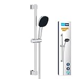 GROHE Vitalio 110 - Brausestangenset wassersparend - 8l pro Min (3 Strahlarten, Brausestange 60cm, Kleben oder Bohren), eckig, chrom, 26096001