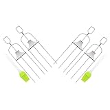 3-Wege-Grillspieße, 2/4 Stück Halbautomatische Grillgabel Aus Edelstahl, Wiederverwendbar Metall Grill Spieße Mit Schiebestange Und Bürste,Grill Skewer Grillzubehör Für Fleisch Gemüse Würstchen