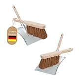 Novaliv 2X Kehrschaufel Set verzinkt Kokosborsten Kehrblech und Handfeger Set Kehrset Kehrgarnitur Dustpan and Brush Handfeger Kokos Kehrwisch Kaminzubehör Kaminbesen Kehrschaufel