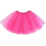 Damen Tutu Klassisch Rock,3 Lagig Tüll Tüllrock,Rosa Tüllrock Damen,Ballett Tüllrock Petticoat Unterrock Rock,80er Jahre Tüll für Halloween Party Festival Feier Retro Party Kostüme