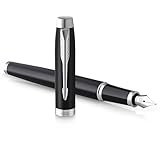 Parker IM Füller | Mattschwarz mit Chrom-Zierteilen | Füllfederhalter mit mittlerer Feder und blauer Tinte | Geschenkbox