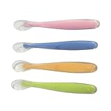 FRCOLOR 4 Stück Lernlöffel für Zahnungshilfe Ergonomische Griffe Zufällige Farben für Selbstständige Essen von Junge Mädchen Zufällige Farbe Zufällige Farbe