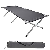 BB Sport Feldbett Klappbett 190 x 64 x 41 cm Stabiles Campingbett bis 180 kg Belastbar Tragbar Tasche Liege Reise Bequem, Farbe:grau