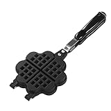 Herzwaffelmacher, Herzförmige Waffelhersteller Mini Waffelmacher Aluminiumlegierblumenform Doppelseitig mit Gleichmäßigem Heizung für Hausgemachte Köstliche Waffeln