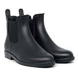 Geweo Gummistiefel Damen Halbhoch Chelsea Herren Wasserdicht Regenstiefel Frauen Atmungsaktiv Stiefel Gummi Kurzschaft Flach Dicke Sohle Arbeitsstiefel Schwarz Gr. 40