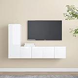 Youuihom TV-Schrank Schrank Wohnzimmer Medienzentrum Tv Möbel 3-TLG. TV-Schrank-Set Hochglanz-Weiß Holzwerkstoff Geeignet für Schlafzimmer, Arbeitszimmer, Wohnzimmer, Esszimmer