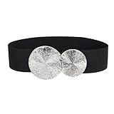 Moorle Elastische Gürtel Damen Breit Taillengürtel Mode Schnalle Gürtel mit Silberschnalle Stretchgürtel Damen Stretchy Gürtel Mode Damengürtel für Frauen Kleider Jeans Hosen