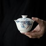 Handbemalte Ranken Jade Porzellan Weiß Gaiwan Für Tee Terrine Teegeschirr Tasse Chinesische Teeschalen Chawan Tee Ceramony Set Lily Deng