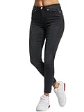 ONLY Damen Skinny Fit Jeans | Normal Waist Denim Stretch Hose | Bleached Used Design ONLWAUW, Farben:Schwarz, Größe:M / 32L