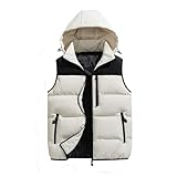 Weste Herren Mit Kapuze Winter Warm Ärmellos Steppweste Bequeme Puffer Jacke Mantel Dick Thermo Daunenweste Reißverschluss Herrenweste Winterweste Outdoor Sportweste Für Laufen Golf Wanderweste
