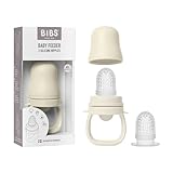 BIBS Fruchtsauger Baby ab 4 und 6 Monate - Ideal für Beikost wie Obst, Püree, Baby Brei, Gemüse - Inklusive 2 Sauger - Kompatibel mit BIBS Gefrierbehälter - BPA-Frei – Hilfe beim Zahnen - Ivory