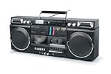 MUSE Bluetooth Retro Boombox mit Radio, CD, Kassettenrekorder, 80W Ausgangsleistung, USB, Aux, Micro SD-Kartenslot