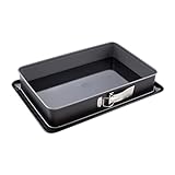 Dr. Oetker Rechteckige Springform mit Servierboden 38 x 25 cm Back-Idee – Eckige Backform mit schnitt- & kratzfestem Flachboden & Emaille-Beschichtung – Kuchenbackform mit Antihaftbeschichtung