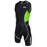 ZAOSU Herren Trisuit Z-Revolution | Triathlonanzug Einteiler mit leichtem Sitzpolster für den Wettkampf und das Training, Farbe:schwarz/grün, Größe:L