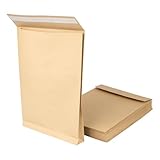25 Stück B4 Faltentasche mit 4 cm Bodenfalte, 125 g/m² Materialstärke, Haftklebestreifen, Versandkuvert Verpackung, braune Versandtasche