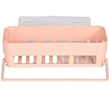 VOSMII Lagerregal Badezimmer Küche Rack mit Tuch-Aufhänger Shampoo-Speicher-Halter-Organisator Handtuch Wand Shelve Eckdusche Regal Home Storage-Rack(Color:Pink)