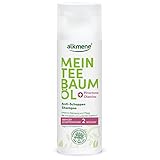 alkmene Mein Teebaumöl Anti Schuppen Shampoo 200 ml weniger Schuppen in 2 Wochen - naturreines Teebaumöl, vegan & klimaneutral - Shampoo gegen Schuppen & juckende Kopfhaut - Antischuppen Haarshampoo