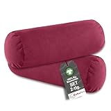 BaSaTex Bio Kissenbezüge für Nackenrolle 40x15 cm im 2er Pack - 97% GOTS-Zertifizierte Baumwolle + 3% Elasthan - Farbe: Bordeaux